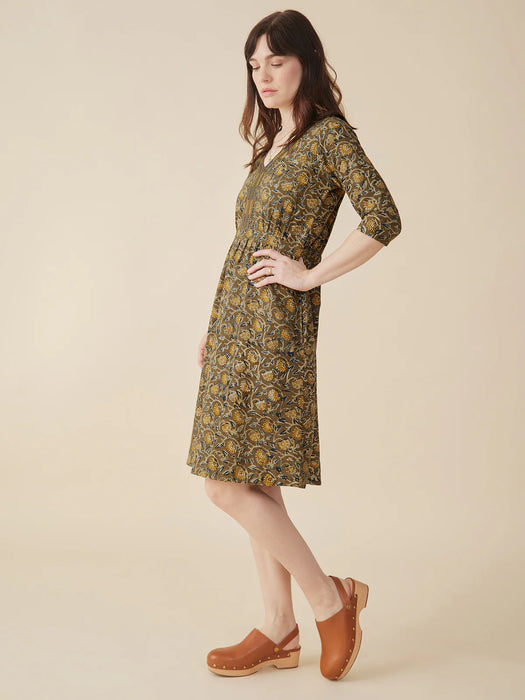 Jaya Olive Kalamkari Dress