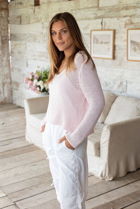 Maui V Cropped Cotton Sweater