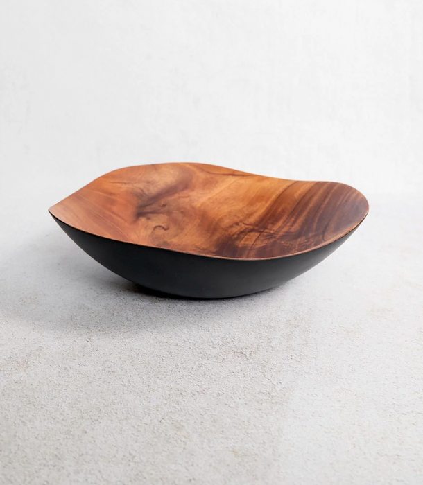 Shallow Charred Mahogany Wave Bowl