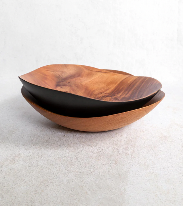 Shallow Charred Mahogany Wave Bowl