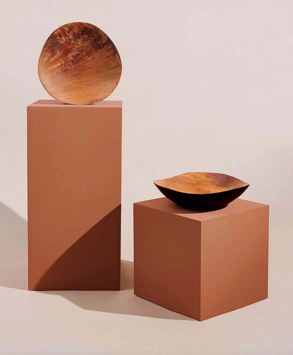 Shallow Charred Mahogany Wave Bowl