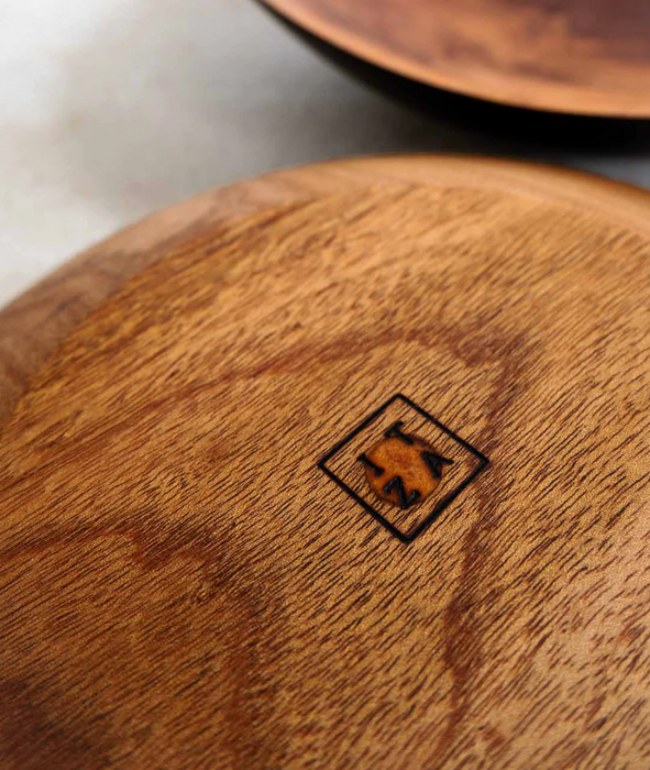 Shallow Charred Mahogany Wave Bowl