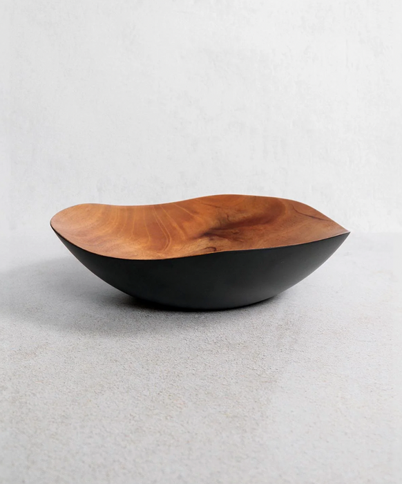 Shallow Charred Mahogany Wave Bowl
