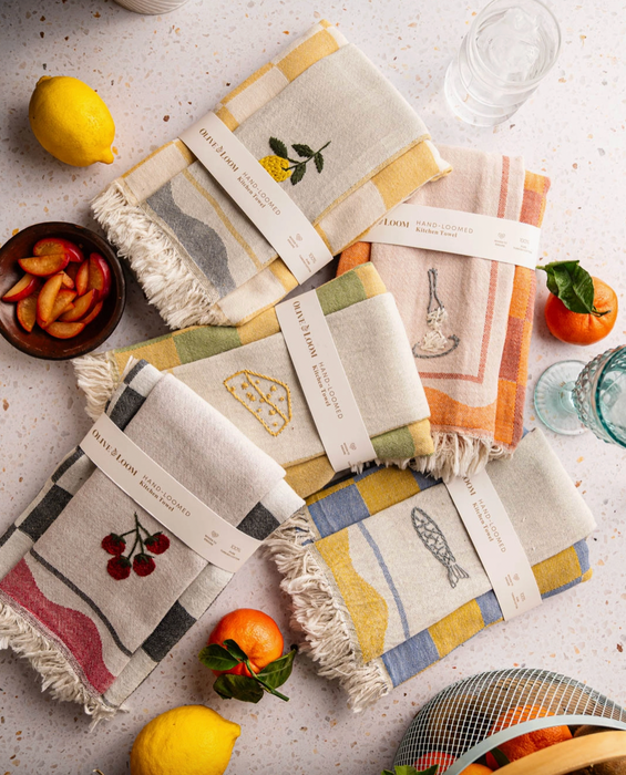 Tomato Hand Stitched Kitchen Towel - Set of 2