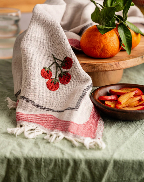 Tomato Hand Stitched Kitchen Towel - Set of 2