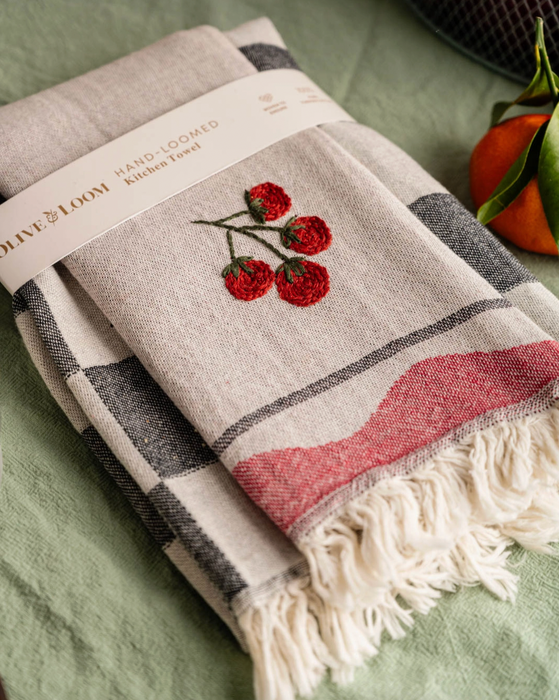 Tomato Hand Stitched Kitchen Towel - Set of 2