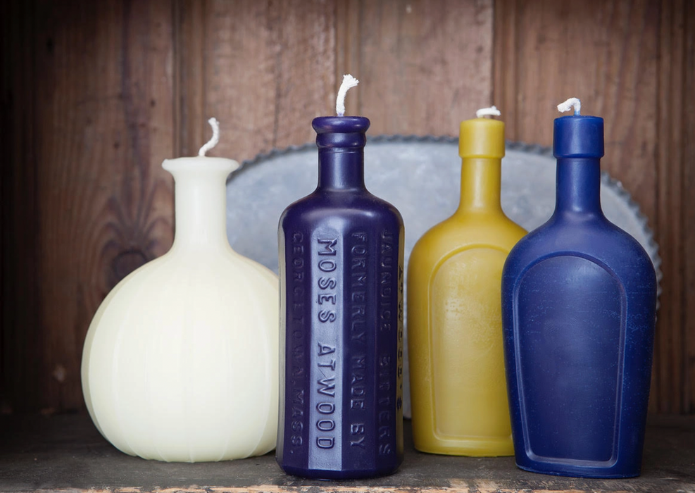 Handmade Beeswax Sculptural Bottle Candle