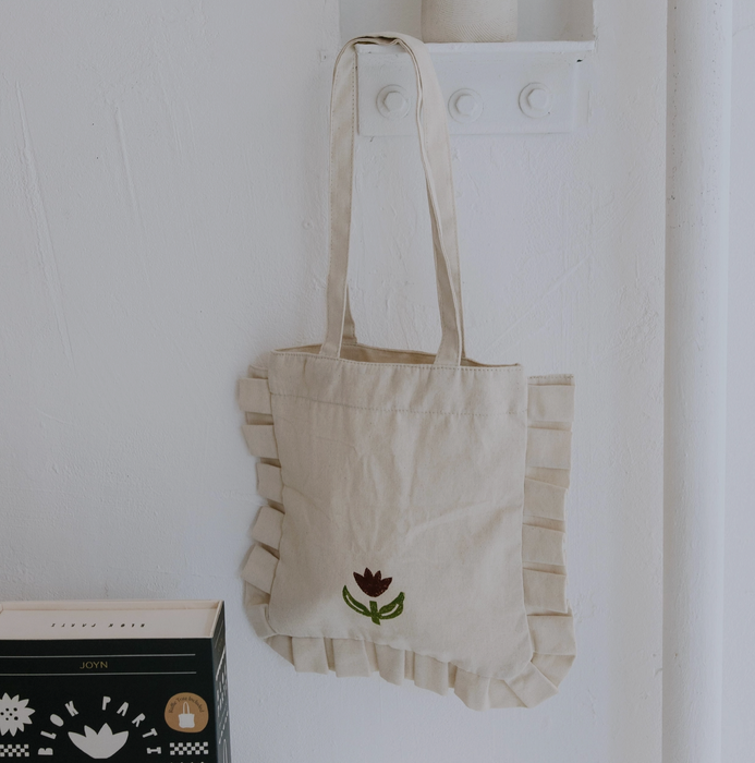 Tulip Block Printing Kit - Ruffle Tote Set | Hand-Carved Wood Blocks & Canvas Bag