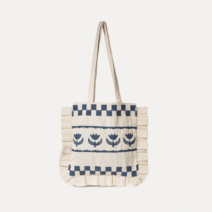 Tulip Block Printing Kit - Ruffle Tote Set | Hand-Carved Wood Blocks & Canvas Bag