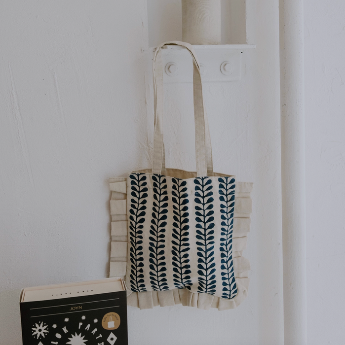 Fern Block Printing Kit - Ruffle Tote Set | Hand-Carved Wood Blocks & Canvas Bag