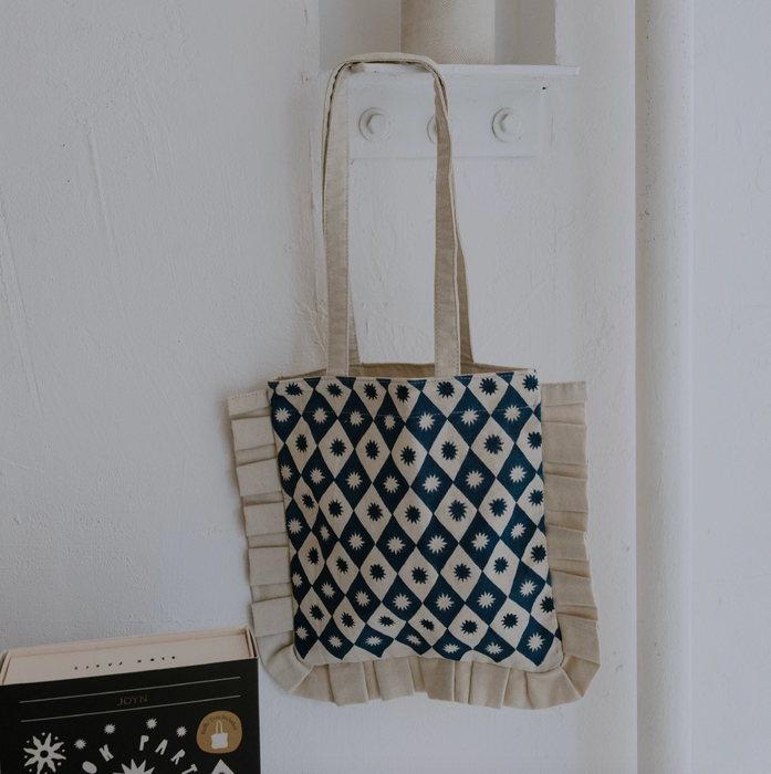 Fern Block Printing Kit - Ruffle Tote Set | Hand-Carved Wood Blocks & Canvas Bag