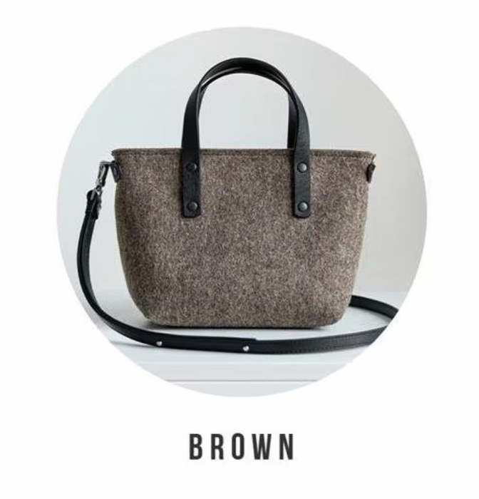 Wool Felt & Leather Crossbody Tote