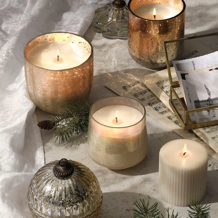 Winter White Small Crackle Glass Boxed Candle