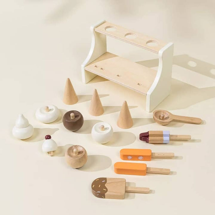 Wooden Ice Cream Stand & Accessories