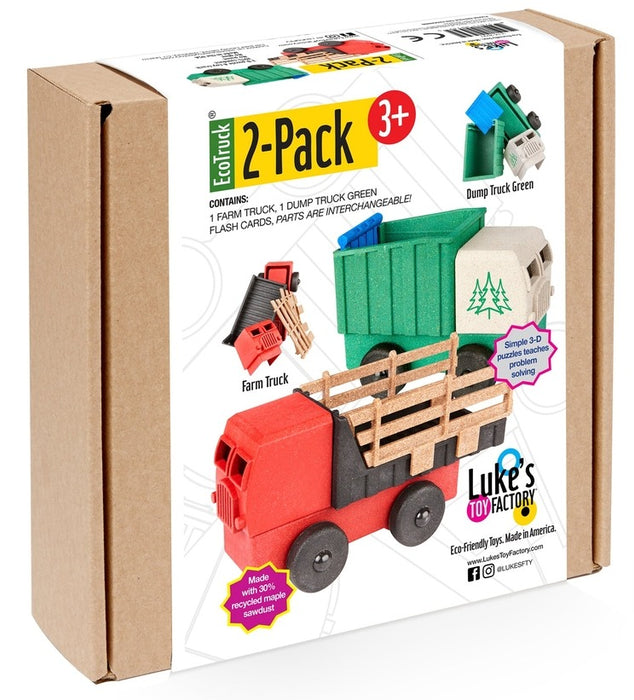 Farm Truck & Green Dump Truck 2-Pack