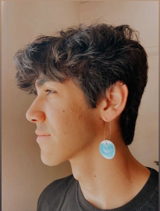 Handmade Ceramic Sea Glass Earring – Blue Crackle