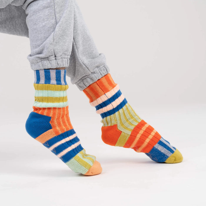 Patchwork Stripe Knit House Socks