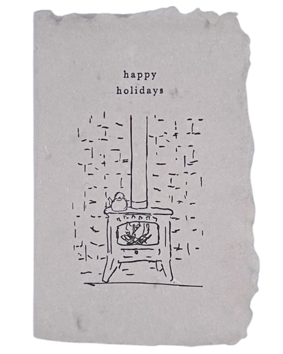Happy Holidays Cozy Woodstove Card
