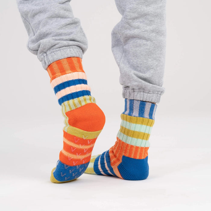 Patchwork Stripe Knit House Socks