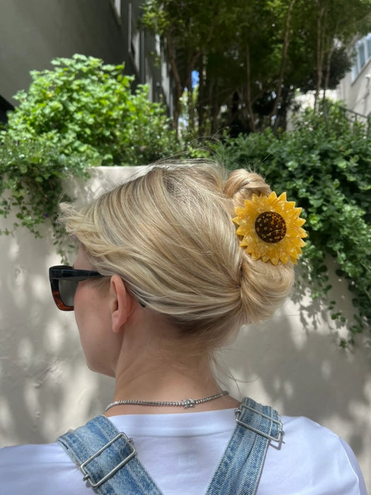 Eco-Friendly Hand-Painted Sunflower Claw Hair Clip