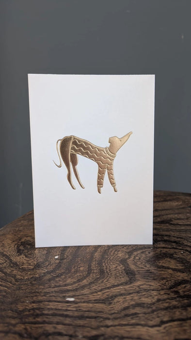 Gold Embossed Dog in A Jumper Keepsake Card