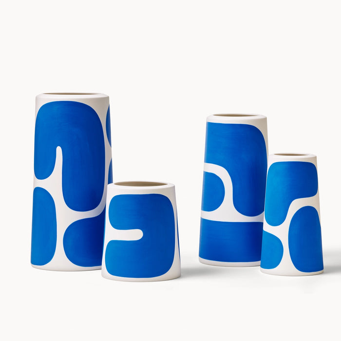 Cobalt Color Block Pillar Vase