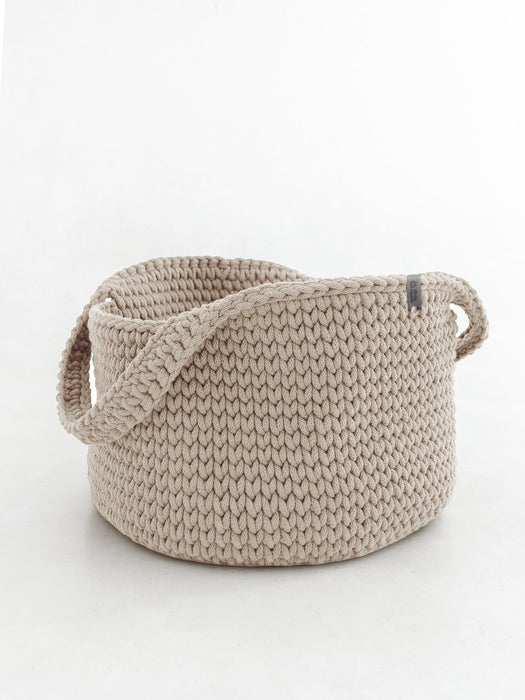 Recycled Cotton Round Basket w/Handles