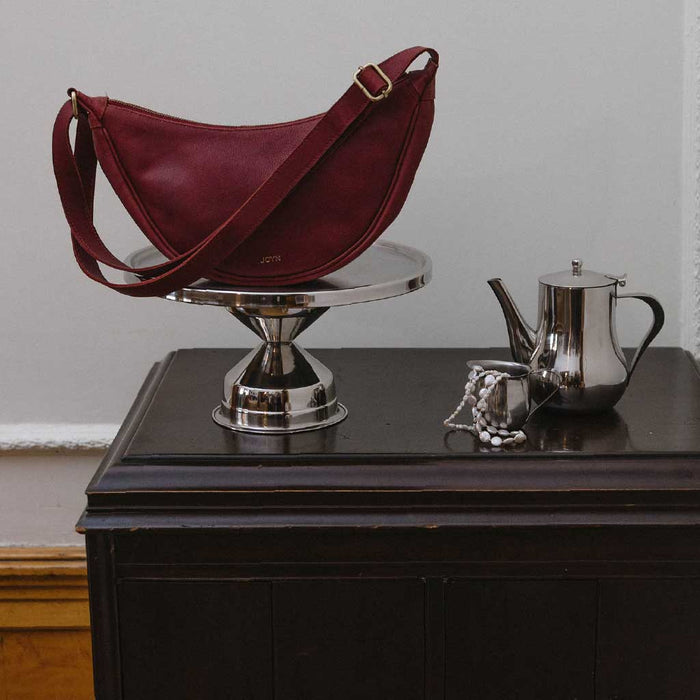 Pebbled Leather Moon Sling Bag