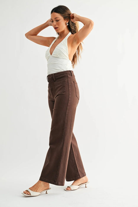 Patch Pocket Wide Leg Jean