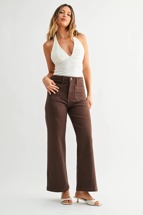 Patch Pocket Wide Leg Jean