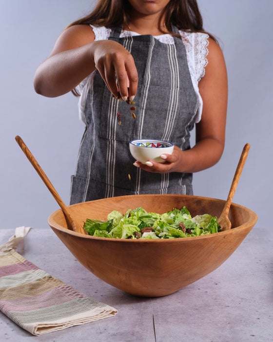 17" Large Round Wood Salad Bowl