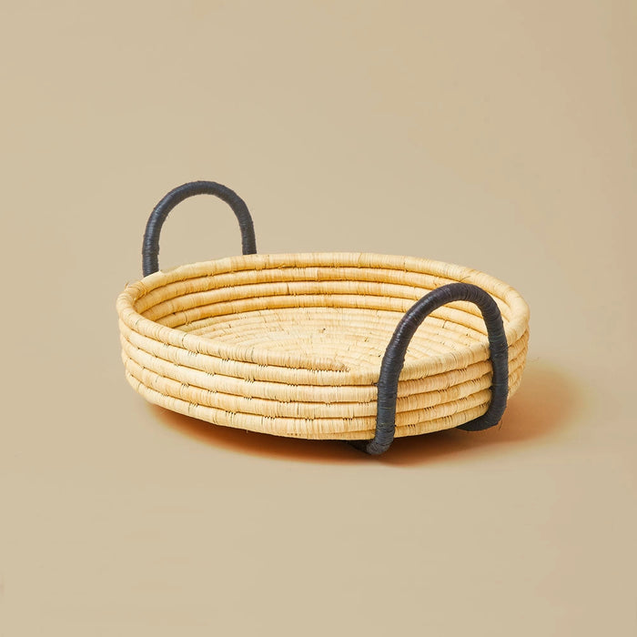 Contrast Handle Raffia Tray