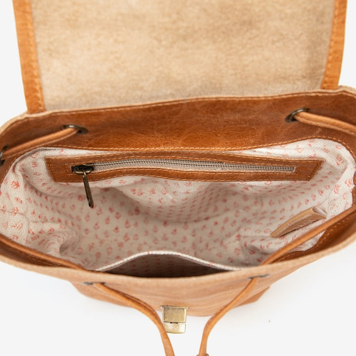 Pebbled Leather Mini Fold-Over Backpack