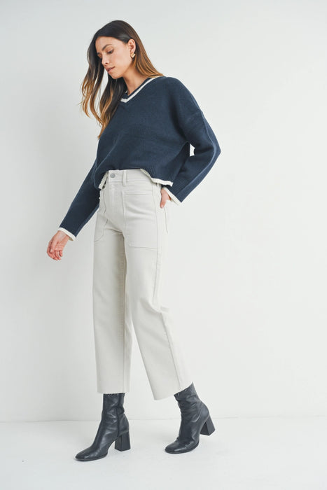 High Rise Utility Wide Leg Jean