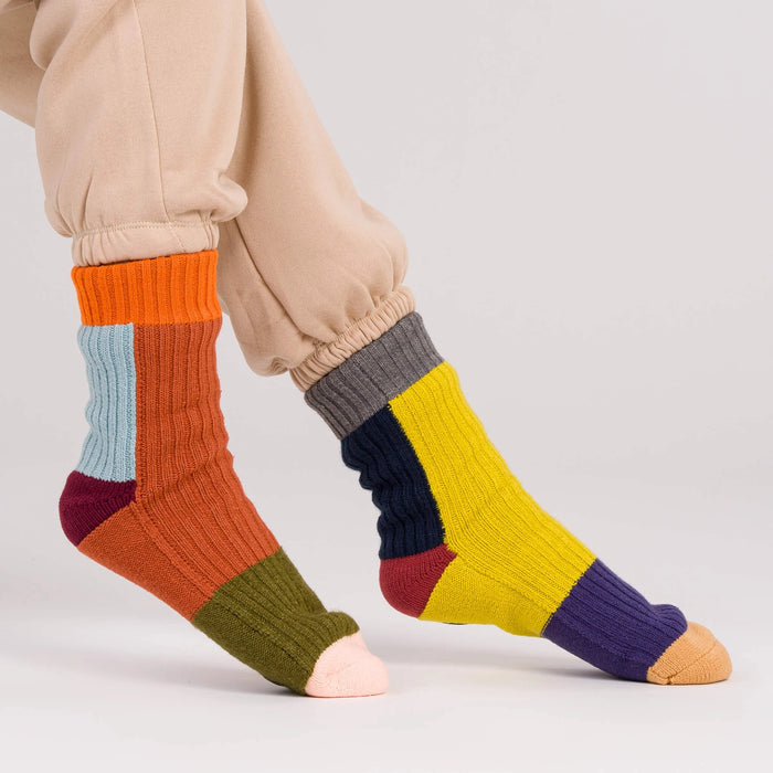 Mismatch Knit House Socks