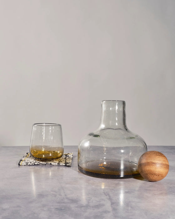 Amber Orlando Glass Decanter with Wood Topper