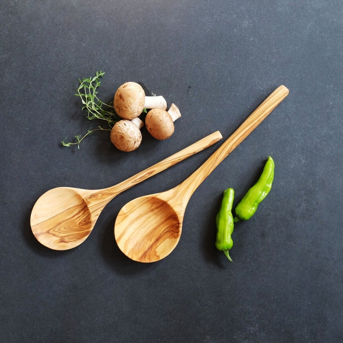10" Deep Olive Wood Serving Spoon