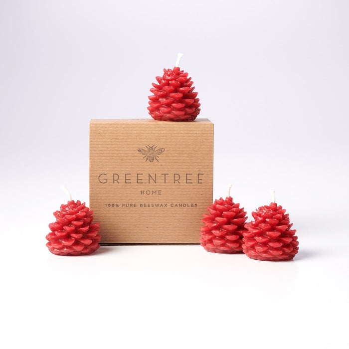Wee Pine Cone Beeswax Candles - Set of 4