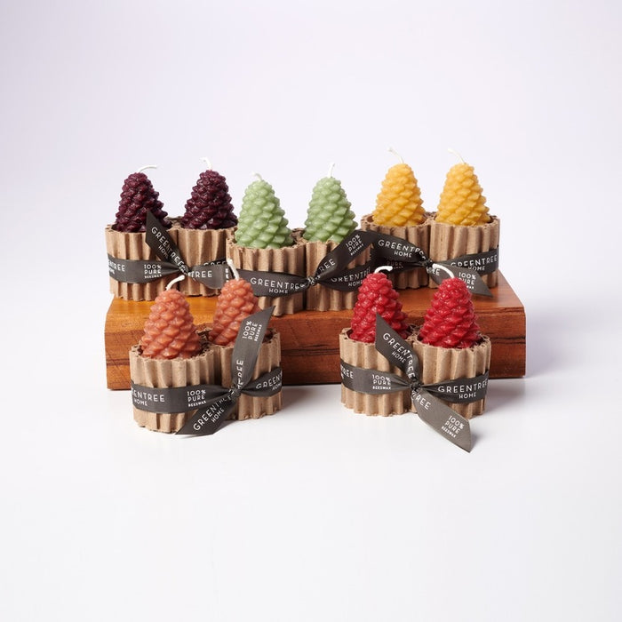 Small Pine Cone Beeswax Candles - Set of 2