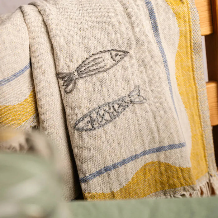 Sardine Hand Stitched Kitchen Towel - Set of 2
