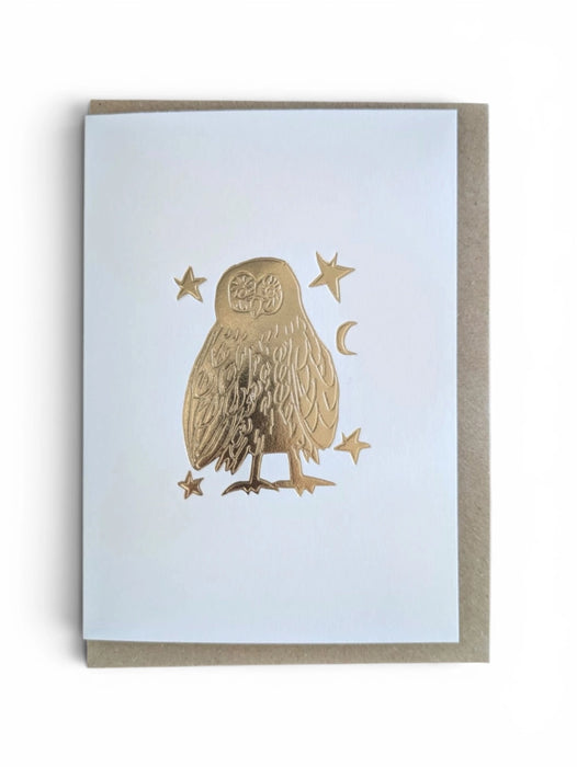 Gold Embossed Owl Keepsake Card