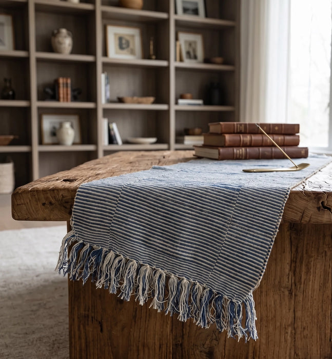Hand Loomed Cotton & Jute Table Runner