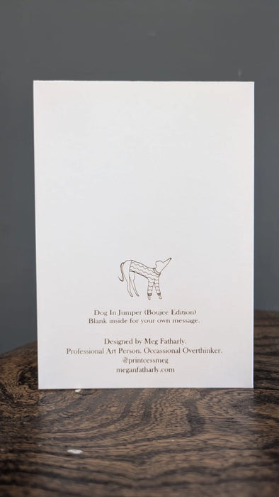 Gold Embossed Dog in A Jumper Keepsake Card