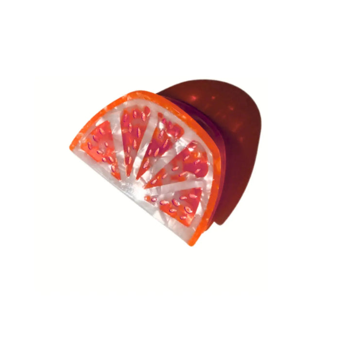 Eco-Friendly Hand-Painted Citrus Slice Claw Hair Clip