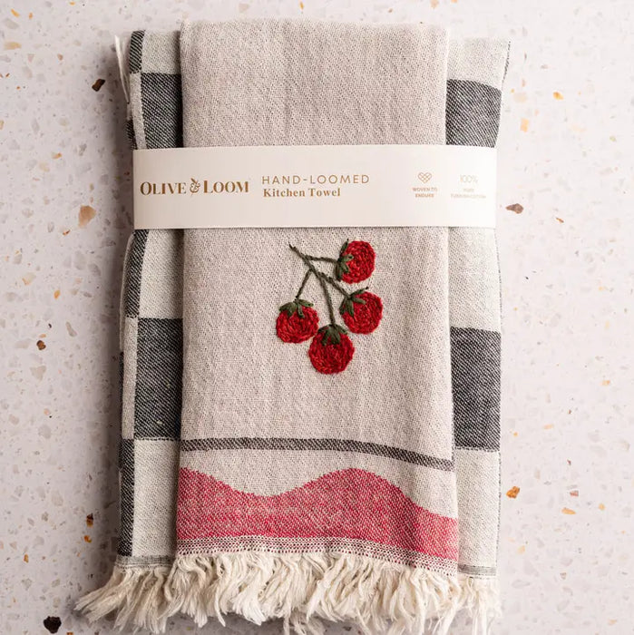 Tomato Hand Stitched Kitchen Towel - Set of 2