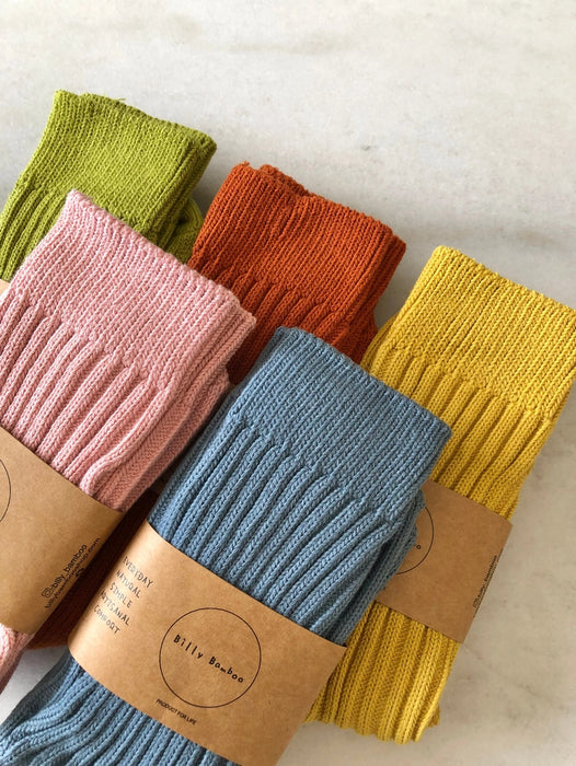 Ribbed Cotton High Socks