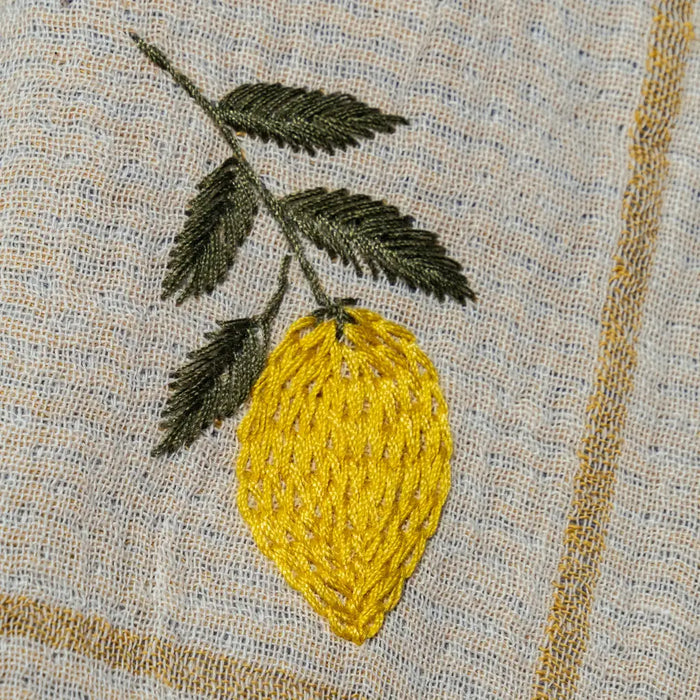 Lemon Hand Stitched Kitchen Towel - Set of 2