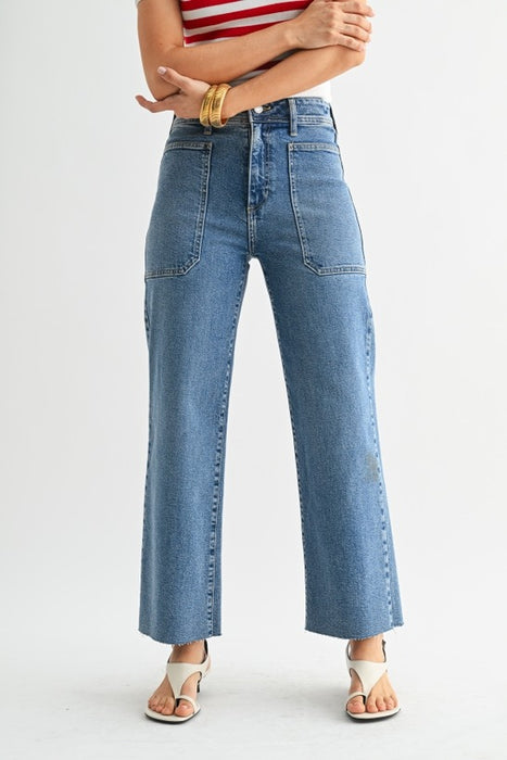 High Rise Utility Wide Leg Jean