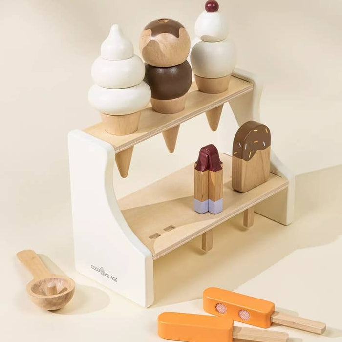 Wooden Ice Cream Stand & Accessories