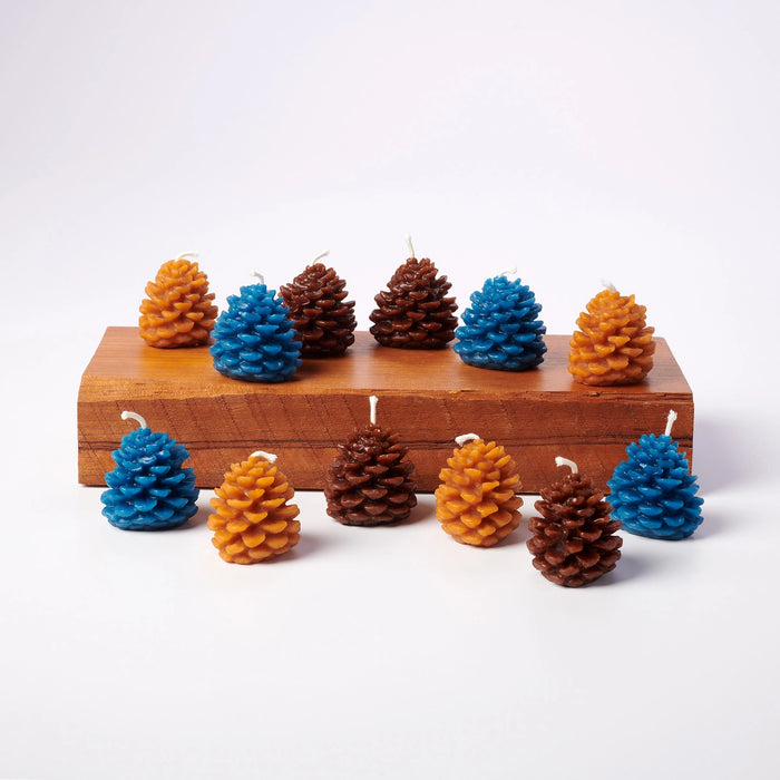 Wee Pine Cone Beeswax Candles - Set of 4